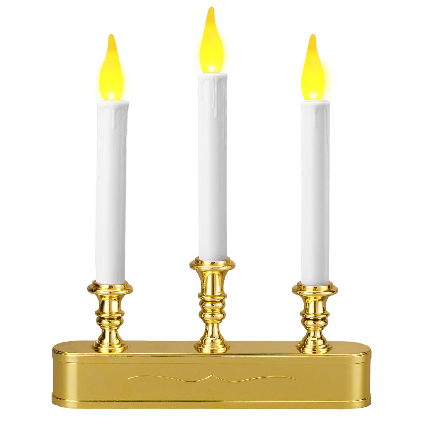FESTIA Battery Operated Flameless Flicker Flame Window Candelabra with Timer - 3 LED Lights Candle 8 Hours On,16 Hours Off for Indoor Ambiance and Elegance for Cozy Evenings and Festive Decor