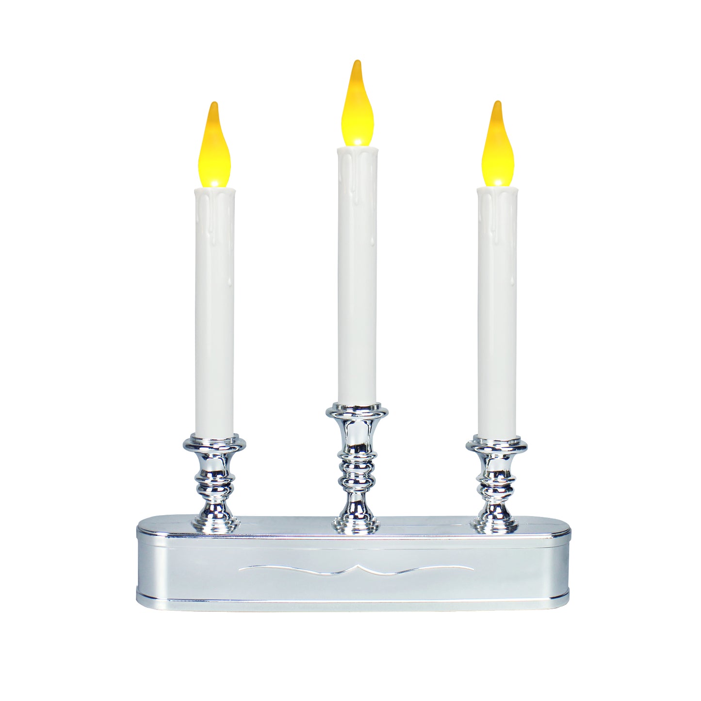 FESTIA Battery Operated Flameless Flicker Flame Window Candelabra with Timer - 3 LED Lights Candle 8 Hours On,16 Hours Off for Indoor Ambiance and Elegance for Cozy Evenings and Festive Decor