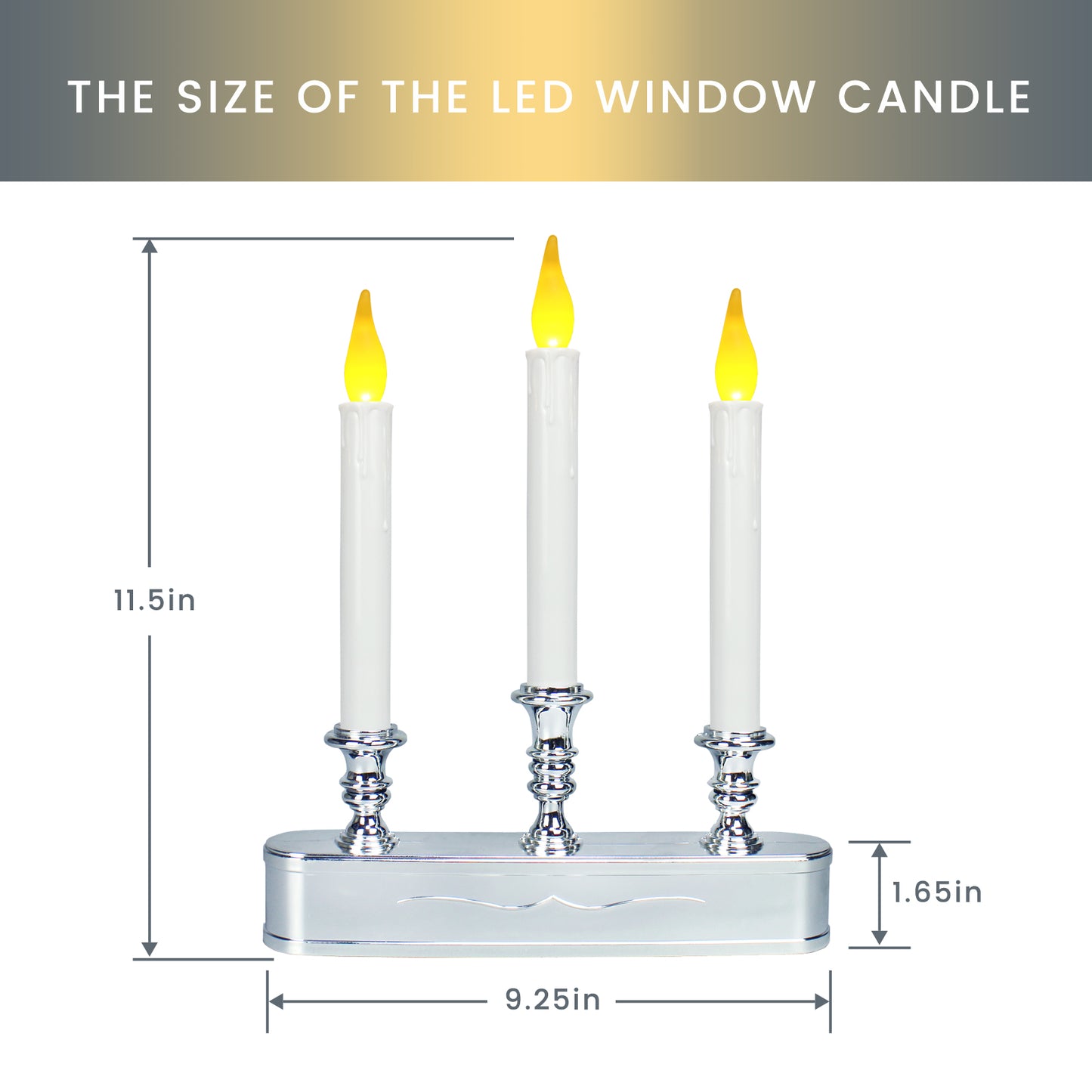 FESTIA Battery Operated Flameless Flicker Flame Window Candelabra with Timer - 3 LED Lights Candle 8 Hours On,16 Hours Off for Indoor Ambiance and Elegance for Cozy Evenings and Festive Decor