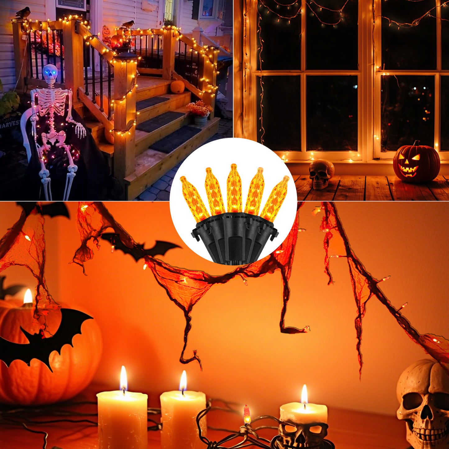FESTIA Halloween & Christmas LED String Lights - Set of 50 Count M5 Mini Lights on 18.6ft | UL Listed Outdoor Waterproof Connectable Patio Lights for Tree Decor, Porch Lighting, Party Decoration & Home ambiance