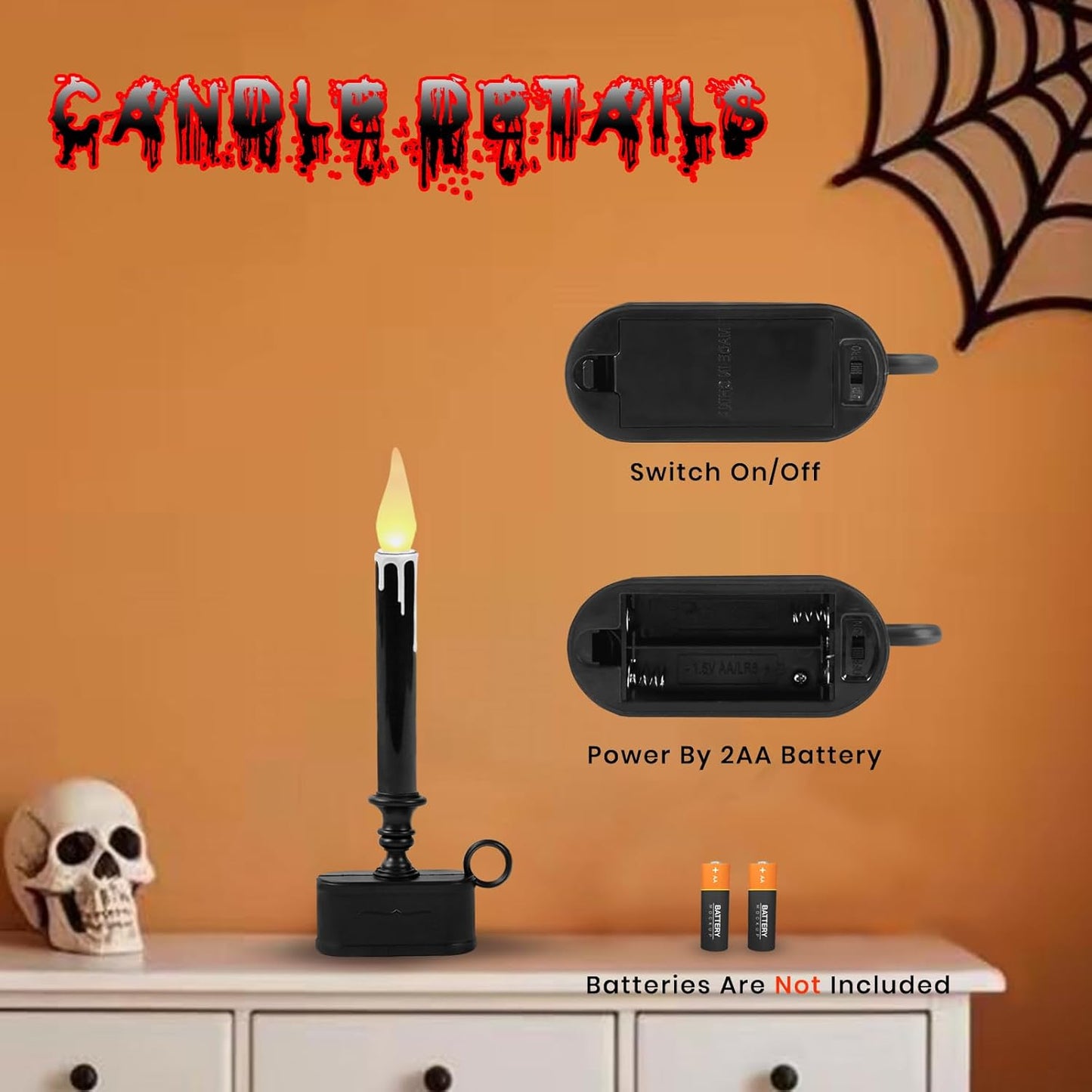 FESTIA Ultimate Flameless LED Candles with Auto Timer, Battery Operated for Christmas/Halloween Home Decor (Bronze/Silver/Gold/Black/Orange)