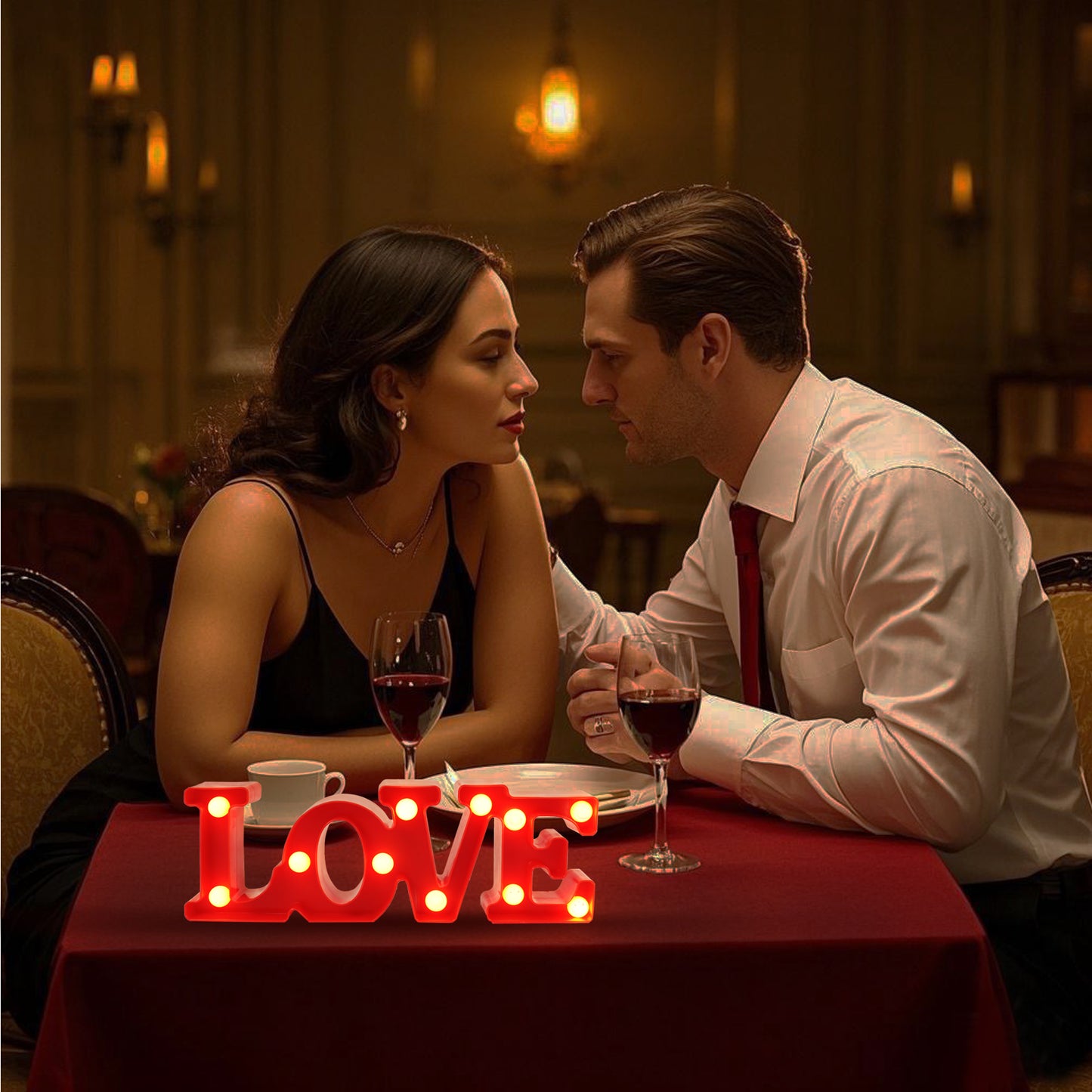 5” Heart-Shaped LED Marquee Light - Romantic Decor for Weddings, Birthdays, and Home Ambiance (Red two heart)