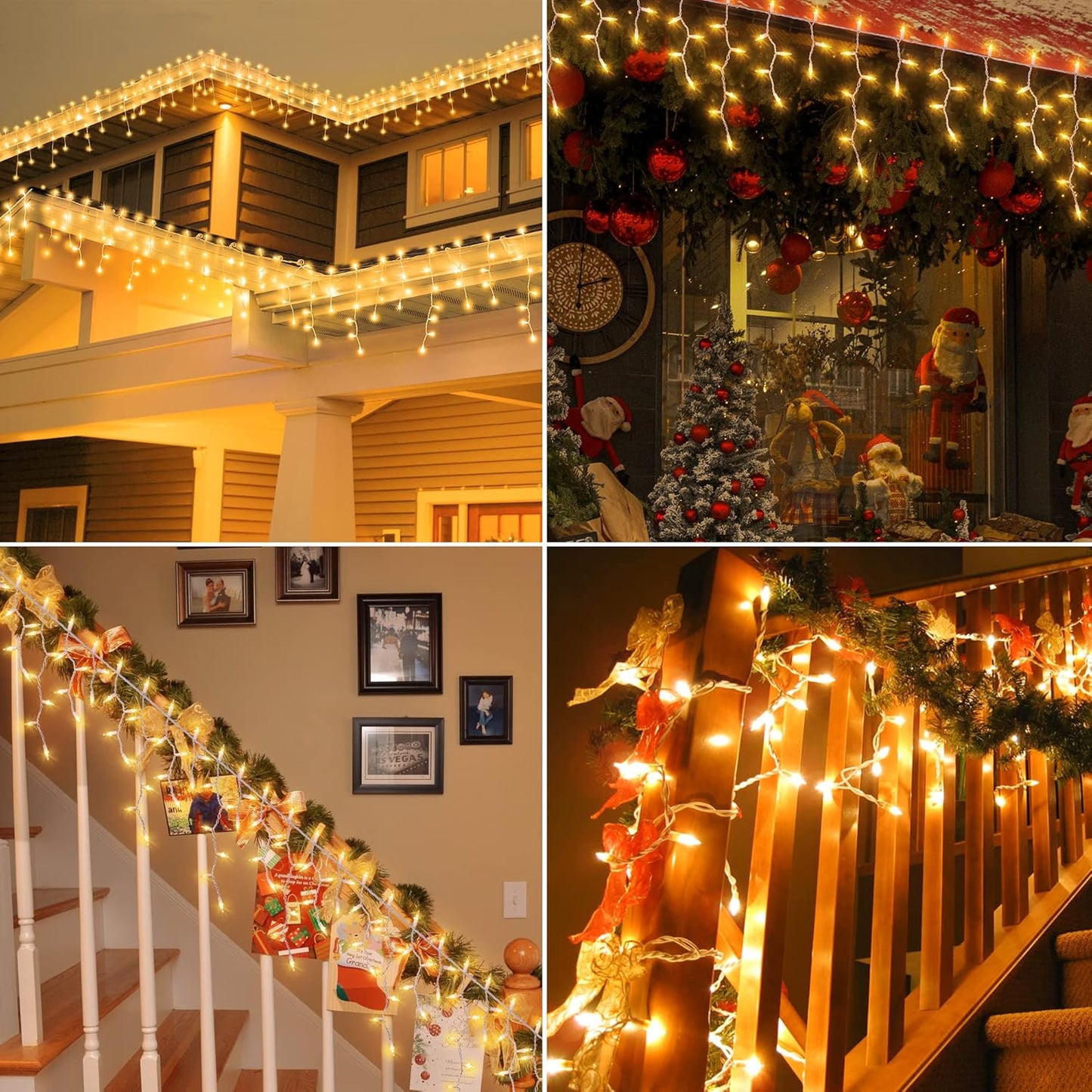 FESTIA Christmas icicle Lights for Indoor & Outdoor - Snowflake Curtain 180LED, Incandescent Icicle & Meteor Shower Lights for Wedding Party Decor