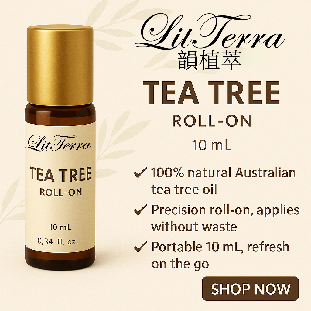 LitTerra 10 mL Tea Tree Essential Oil Roll-On | 100% Natural | Precision Applicator | Portable Purifier 10 mL澳洲茶樹精油滾珠瓶|100%純天然|精準滾珠|便攜淨化