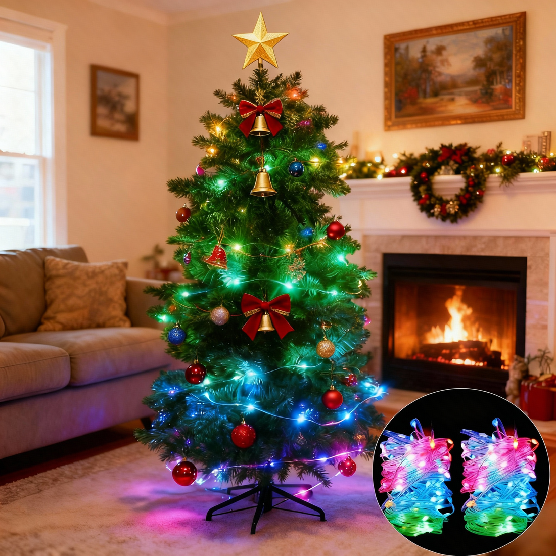FESTIA Smart Color Changing Christmas Lights - USB Powered with Remote Control