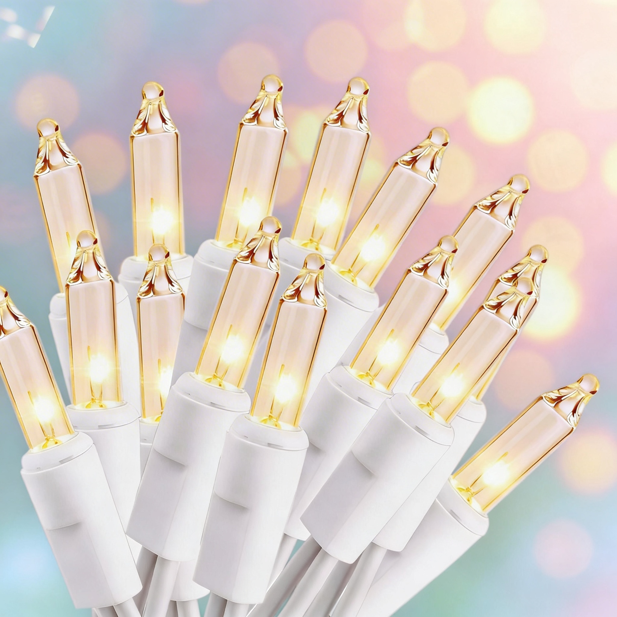 Mini  string lights shown in three indoor home decorating scenes