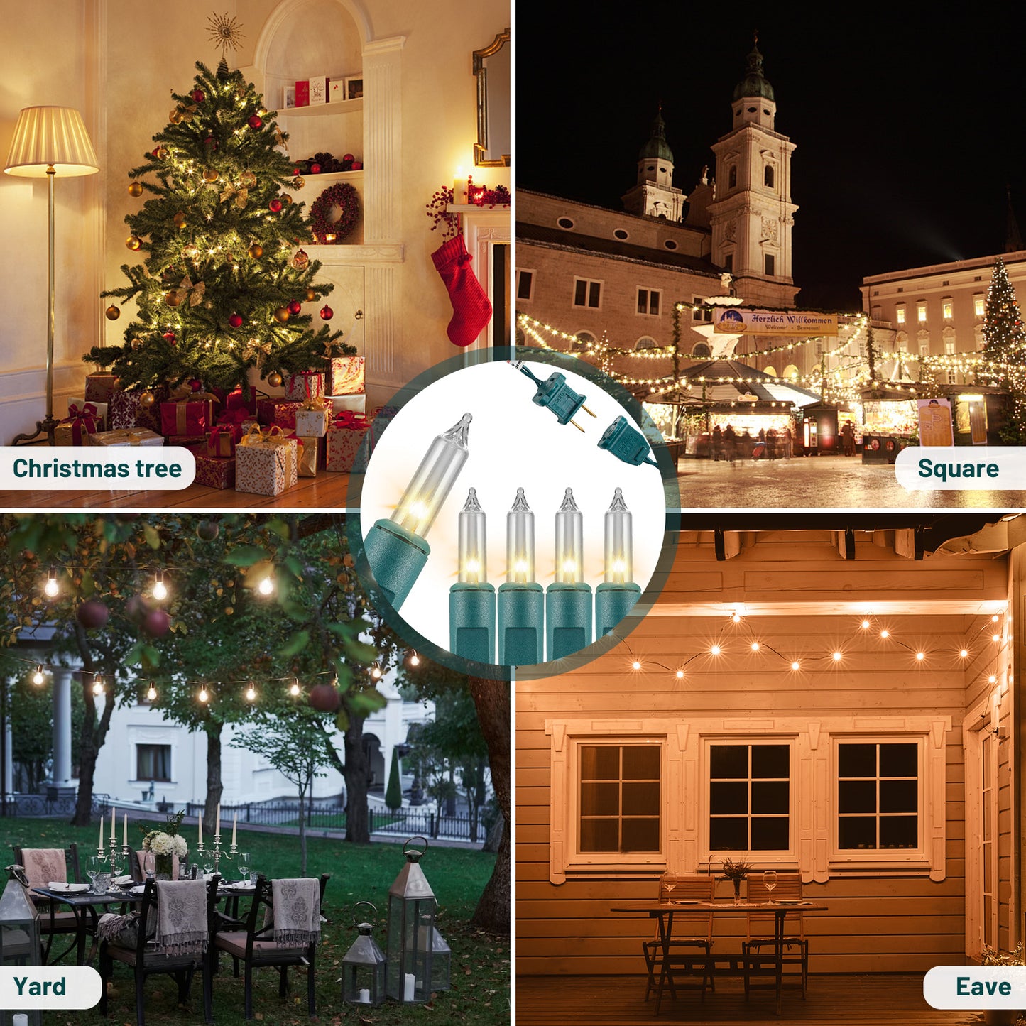 FESTIA Halloween & Christmas Lights - Orange Warm White Multicolor String Lights [100-300ct Connectable] Indoor Outdoor