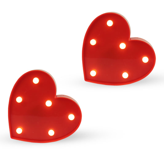5” Heart-Shaped LED Marquee Light - Romantic Decor for Weddings, Birthdays, and Home Ambiance (Red two heart)