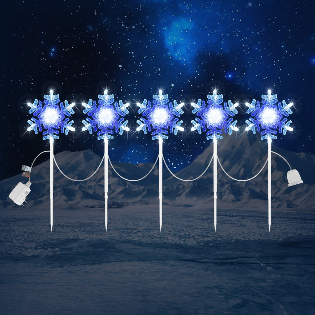 Christmas Pathway Lights Outdoor Decorations: Snowflake Stake Lights with Rotation Feature or steady, Multicolor Candy Lights for Yard Garden Party