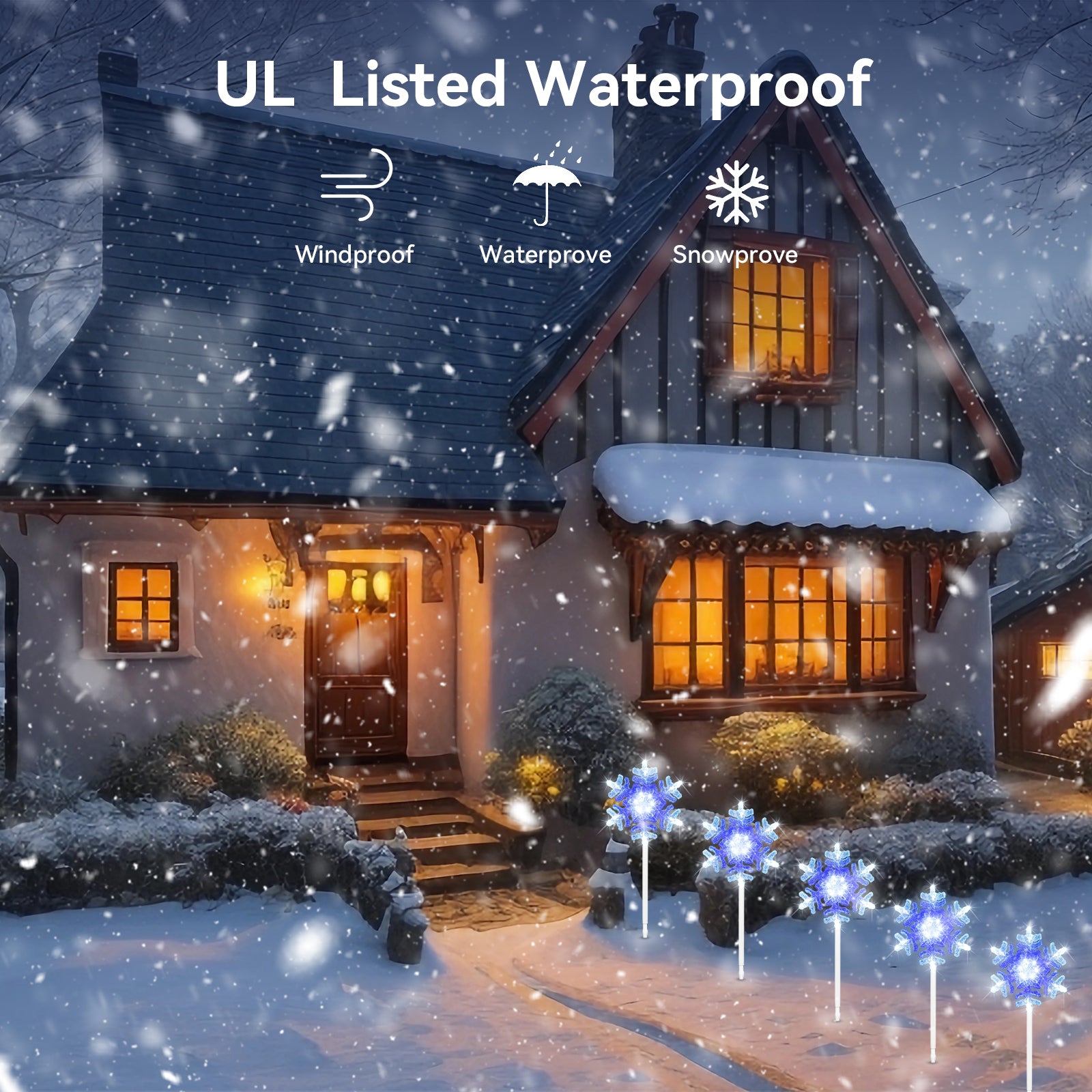 Christmas Pathway Lights Outdoor Decorations: Snowflake Stake Lights with Rotation Feature or steady, Multicolor Candy Lights for Yard Garden Party