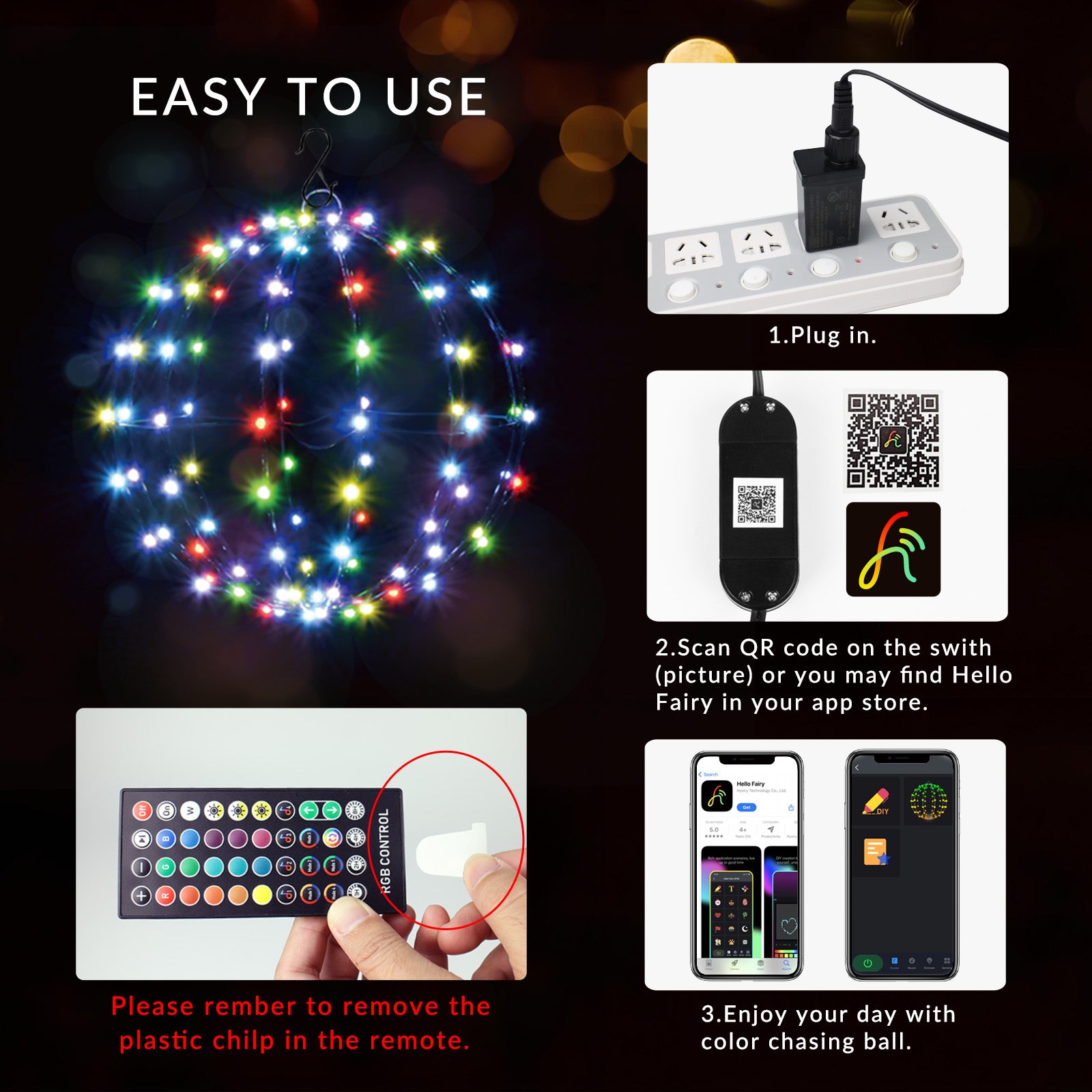 LitTerra 12" Smart RGB LED Lighted Balls - Remote Control Outdoor Christmas Decorations, Waterproof Hanging Sphere Lights for Patio, Wedding, Tree, Gazebo Decor