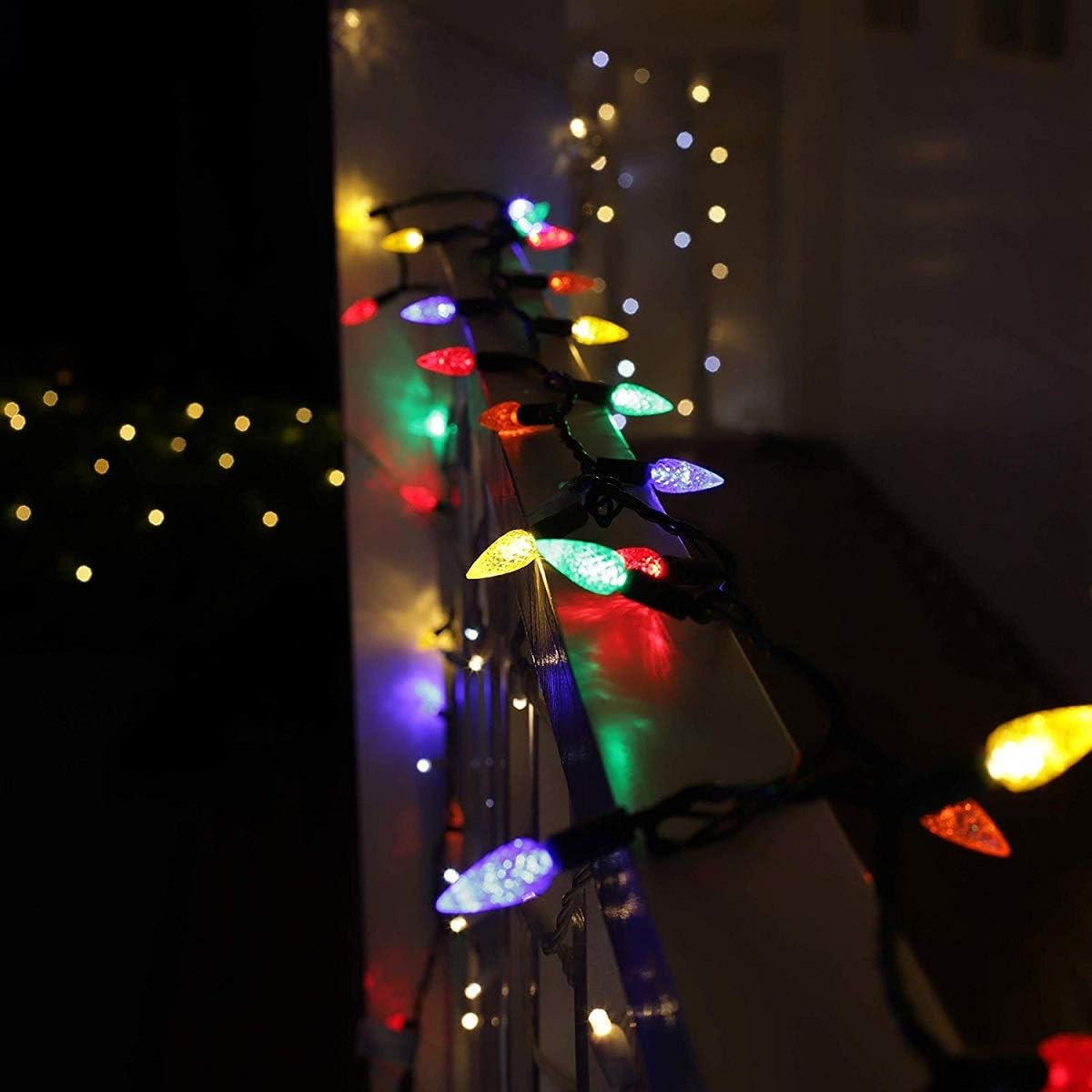 FESTIA C6 LED Holiday Lights - 70/140 Count Strawberry Bulbs｜Multicolor & Warm White,Pink,Green, Red/White/Bule  Options｜Green/White Wire｜Connectable & Waterproof for Christmas ,Holidays Decor,