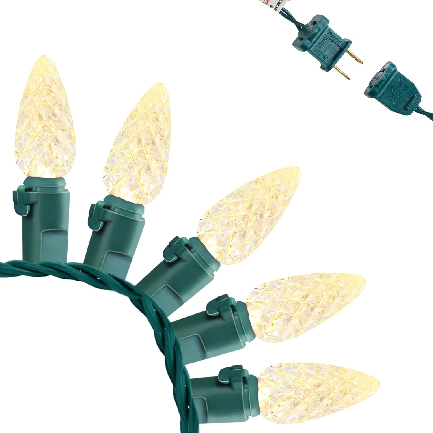 FESTIA C6 LED Holiday Lights - 70/140 Count Strawberry Bulbs｜Multicolor & Warm White,Pink,Green, Red/White/Bule  Options｜Green/White Wire｜Connectable & Waterproof for Christmas ,Holidays Decor,