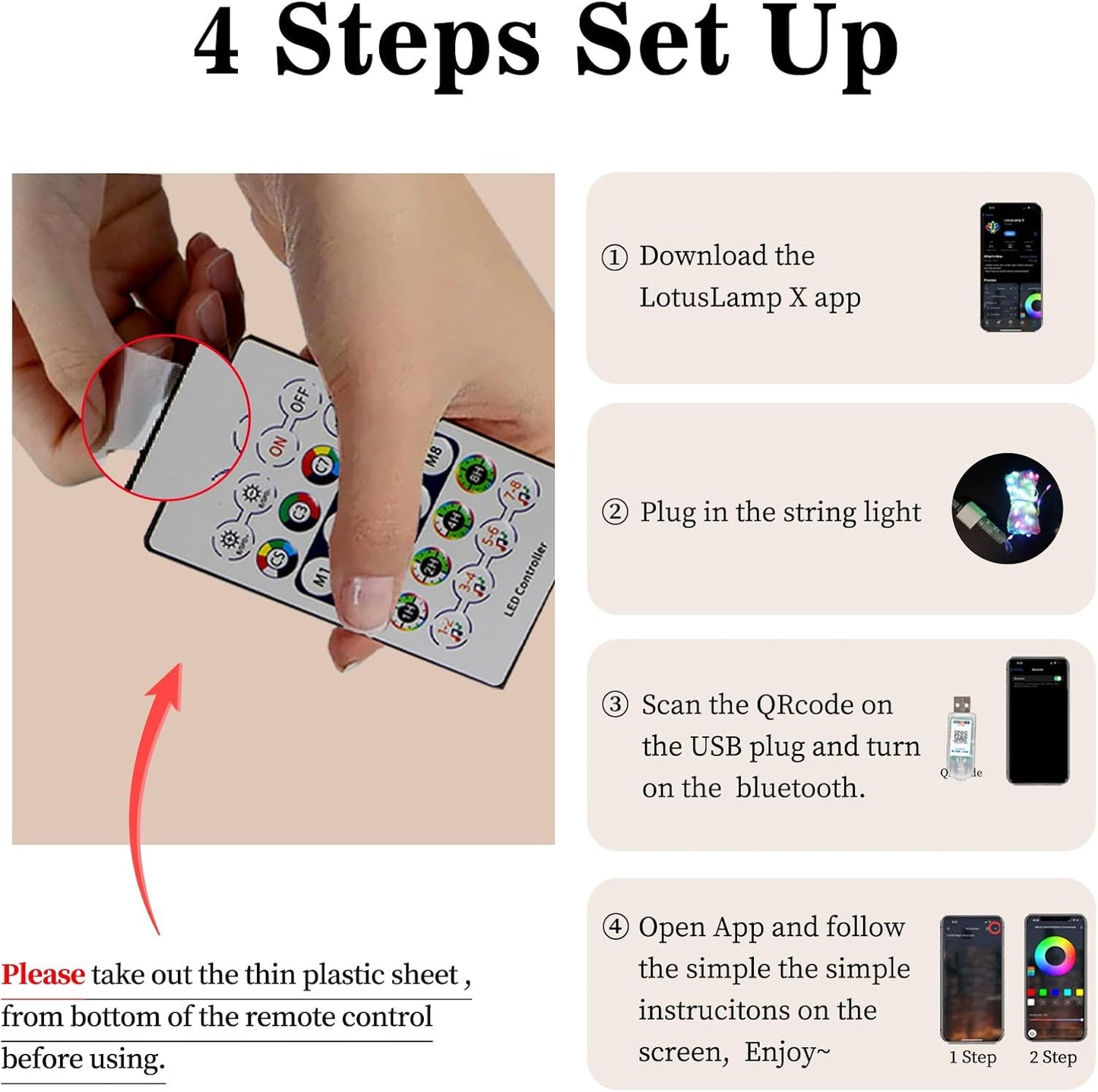 【2 Pack Total 65.6ft】Festia Smart Color Changing Christmas Lights - 100 LED String Lights with Remote Control