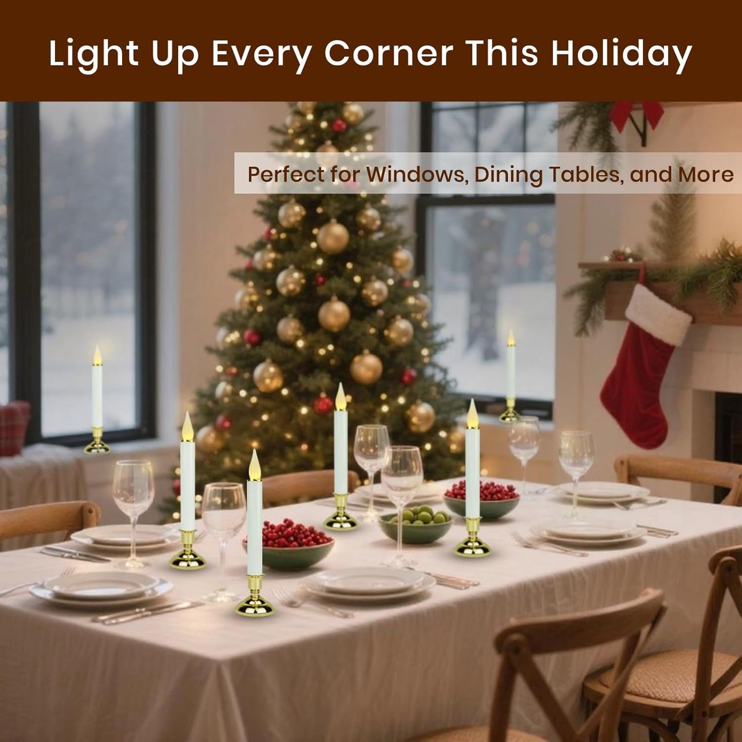 FESTIA Ultimate Flameless  LED Candles with Auto Timer, Battery Operated for Christmas/Halloween Home Decor (Bronze/Silver/Gold/Black/Orange)
