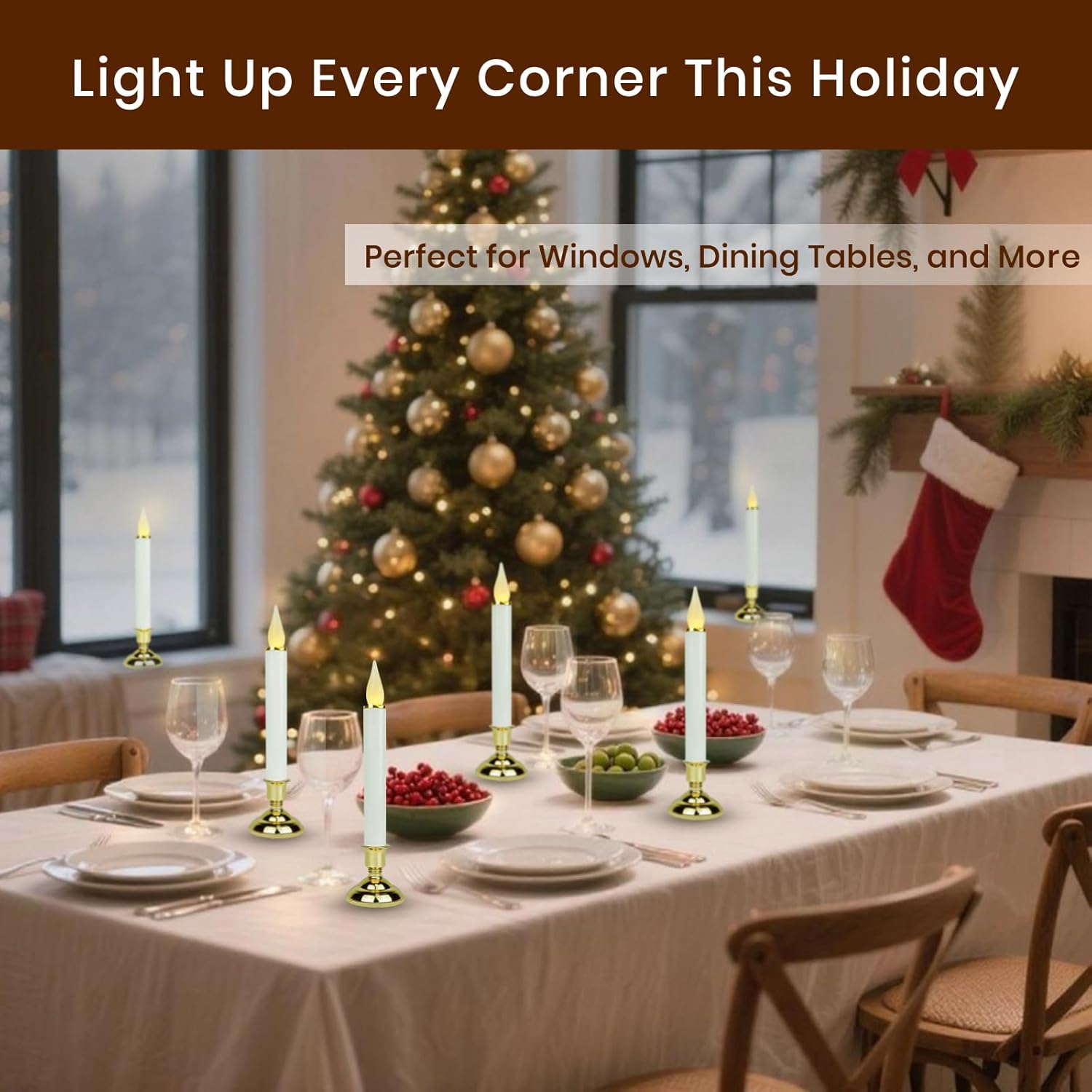 FESTIA Ultimate Flameless  LED Candles with Auto Timer, Battery Operated for Christmas/Halloween Home Decor (Bronze/Silver/Gold/Black/Orange)