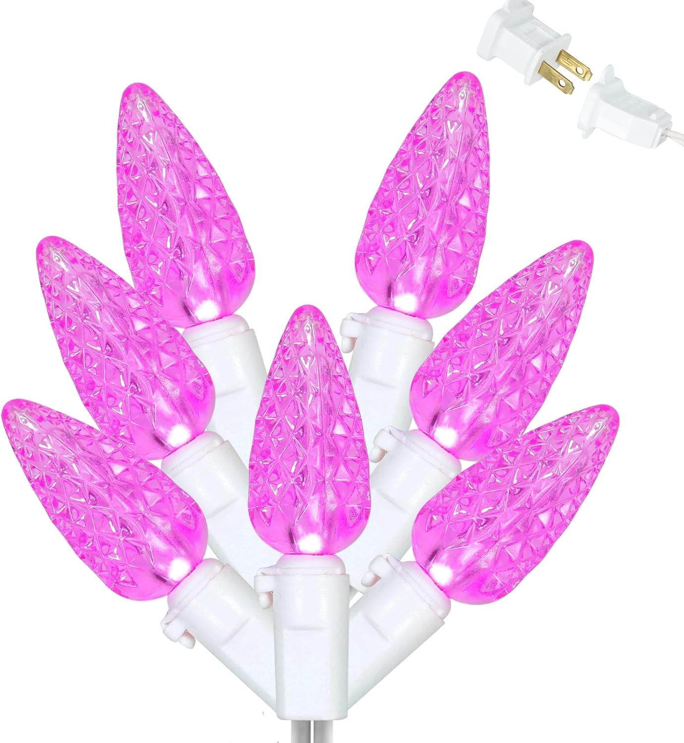 FESTIA C6 LED Holiday Lights - 70/140 Count Strawberry Bulbs｜Multicolor & Warm White,Pink,Green, Red/White/Bule  Options｜Green/White Wire｜Connectable & Waterproof for Christmas ,Holidays Decor,