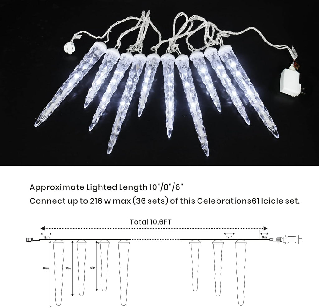 FESTIA Christmas  icicle Lights for Indoor & Outdoor - Snowflake Curtain 180LED, Incandescent Icicle & Meteor Shower Lights for Wedding Party Decor