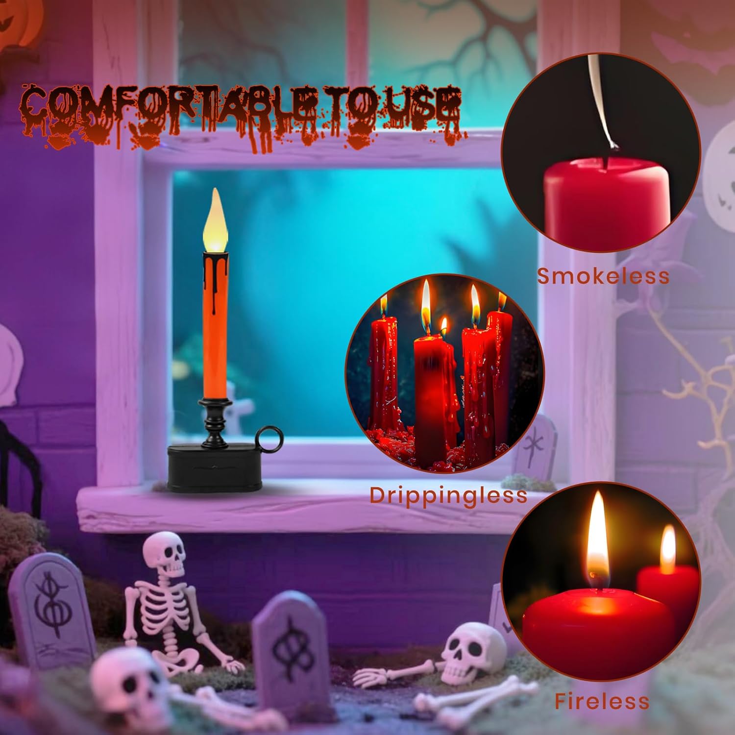 FESTIA Ultimate Flameless  LED Candles with Auto Timer, Battery Operated for Christmas/Halloween Home Decor (Bronze/Silver/Gold/Black/Orange)