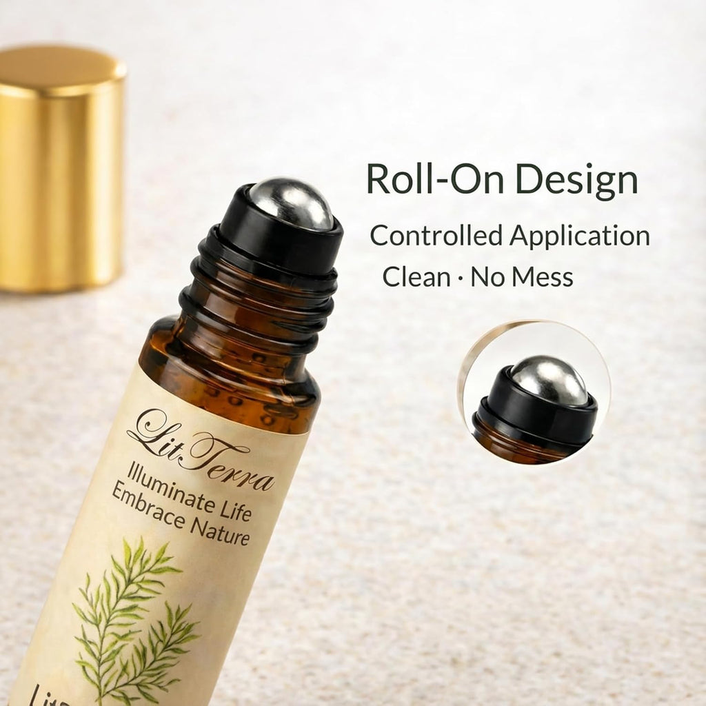 Tea Tree Roll-On & Dropper Duo | Pre-Diluted with Jojoba Oil for Targeted Skin, Scalp & Nail Care | Gentle 2-in-1 Essential Oil Set (2x10ml + 30ml) | LitTerra