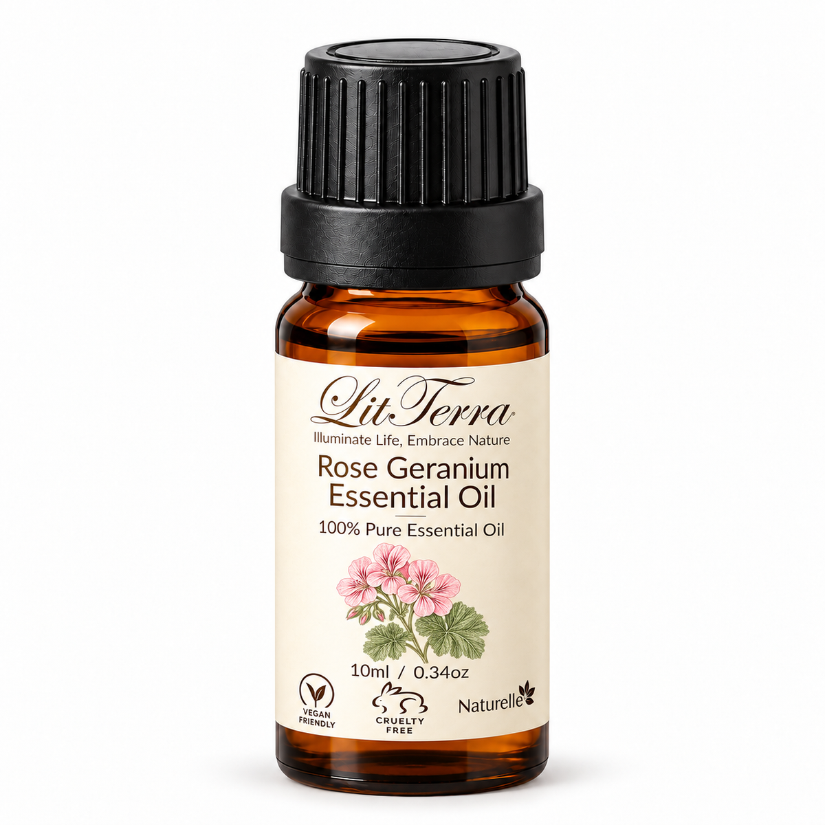 LitTerra Rose Geranium Essential Oil - 100% Pure, 10 mL