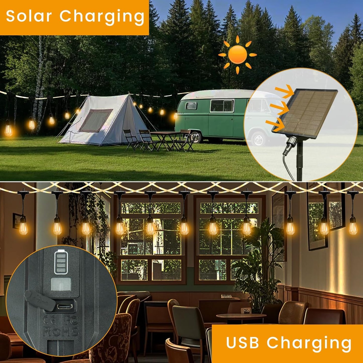 Ambience Pro Replacement Solar Panel for FESTIA Outdoor String Lights | Dimmable Remote Compatible