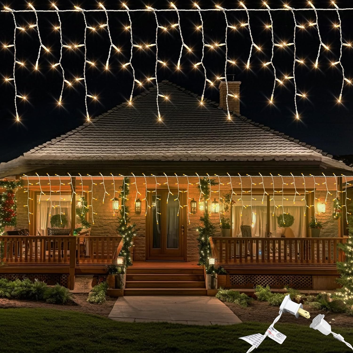 FESTIA Christmas  icicle Lights for Indoor & Outdoor - Snowflake Curtain 180LED, Incandescent Icicle & Meteor Shower Lights for Wedding Party Decor