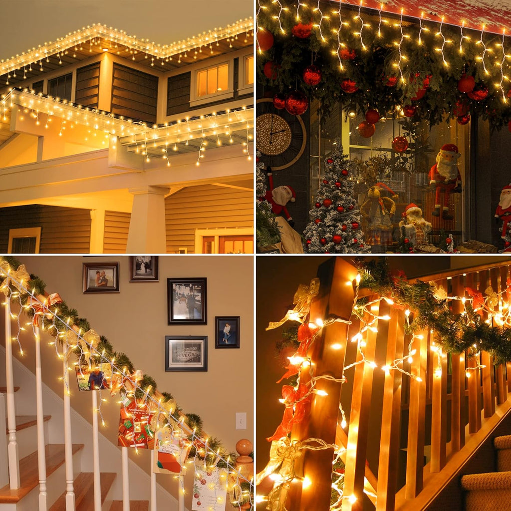 FESTIA Christmas  icicle Lights for Indoor & Outdoor - Snowflake Curtain 180LED, Incandescent Icicle & Meteor Shower Lights for Wedding Party Decor