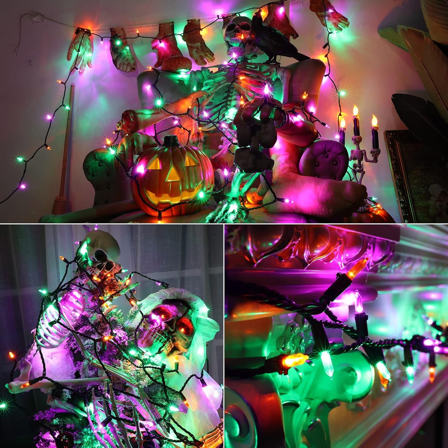 FESTIA Halloween & Christmas Lights - Orange Warm White Multicolor String Lights [100-300ct Connectable] Indoor Outdoor