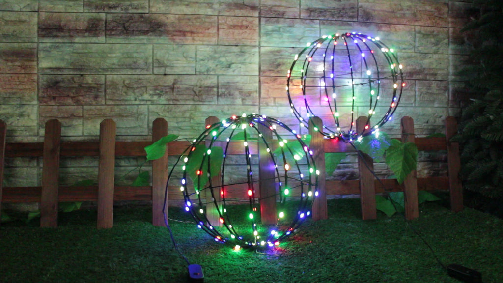 LitTerra 12" Smart RGB LED Lighted Balls - Remote Control Outdoor Christmas Decorations, Waterproof Hanging Sphere Lights for Patio, Wedding, Tree, Gazebo Decor